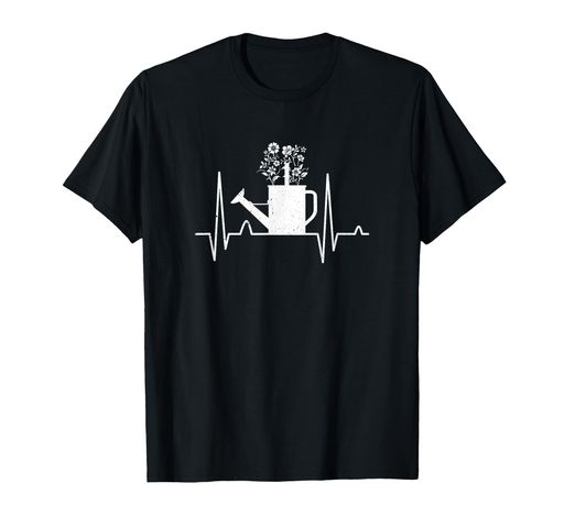 水やり缶ハートビートガーデニングガーデナーTシャツ