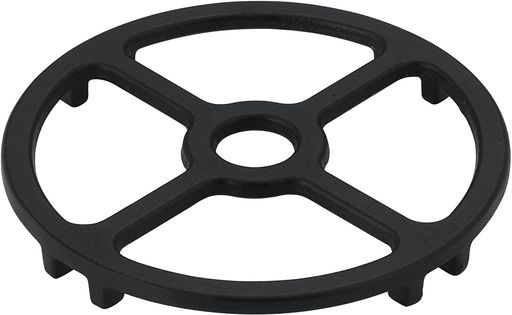 サイズ(約):直径12.5x高さ1.5cm 材質:鉄(ホーロー加工) ガスコンロでの、直径12cm以下の小さな鍋、フライパン、やかんのグラつき解消に。 通常の五徳の上に置いてください