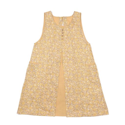 [クスグル]エプロンエプロン釦リボンあきレイヤード風225090-01#1/YEイエローML