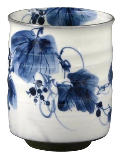 京焼清水焼陶あん窯湯呑染付山葡萄トウア585