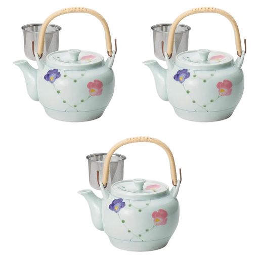 3個セットりぼんU付6号土瓶[13.5x11cm800cc]|有田焼土瓶有田焼セトモノホンポ(Setomonohonpo)