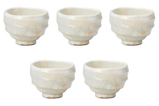 5個セット粉引彫込湯呑[9.1x6.7cm(240cc)]|煎茶陶器(土物)セトモノホンポ(Setomonohonpo)