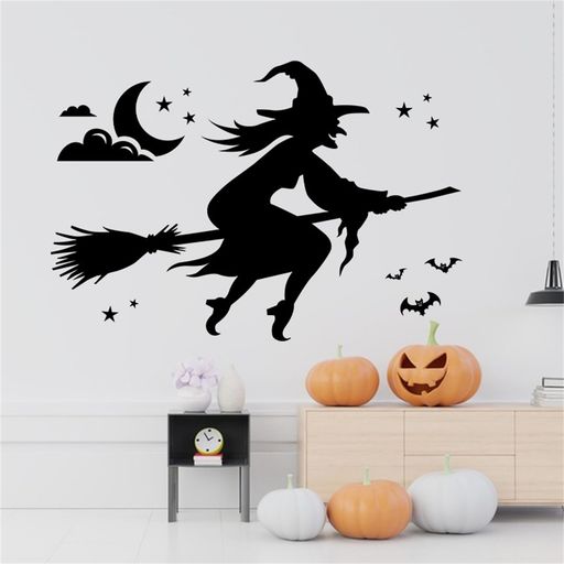 WOHAHAハロウィンウォールステッカー魔女コウモリ月パンプキン不気味なスケルトンハロウィン飾りオシャレホラー怖いハロウィンシール剥がせる壁紙シールHalloweenStickersホリデーパーティ…