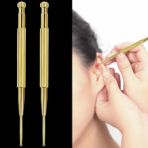 Moeagelフェイスマッサージ耳つぼスティック耳ツボ押しノック式2本入り使いやすい丸い先端位置確認しや..