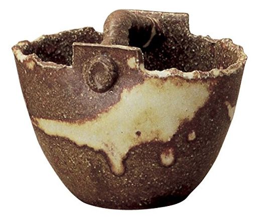 信楽焼へちもん花瓶フラワーベース一輪挿し茶色桶型陶器MR-ミニ028