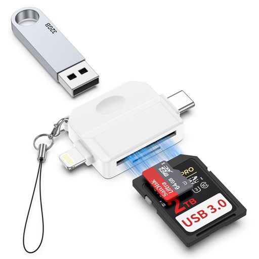 📂【5-in-1カードリーダー】Ocbuoの外付メモリカードリーダーには3つのポート(USBポート・SDカードポート・Micro SD(TF)ポート)を搭載。USB-C端子とLightning端子を装備しており、1台で市場のあらゆる機器に対応可能です。※注記:メモリカードの読み書きは1枚ずつしか行えません。 ⚡【USB 2.0 高速双方向転送】MFI認証チップとUSB2.0高速転送プロトコルを搭載し、スマホの容量を圧迫する写真・動画・ファイルを数秒でSD/TFカード/Uディスクに移行し、容量不足を解消!最大転送速度480MB/S。双方向サポート:スマホ 右左二重矢印 SDカード/TFカード/USBメモリ間の高速・簡単データ転送を実現! 🔌【挿すだけ、OTG対応】インターネット環境や専用アプリが不要なのが魅力。Type-CまたはLightningポート搭載のスマホ/タブレット/PCに挿すだけで即接続され、面倒な設定なしにファイル転送・同期・共有が可能です。OTG機能対応によりパソコンがなくてもデータを即移動できるため、旅先で撮った写真や動画をその場でSNSにアップしたり、友人とシェアしたりするのに最適です。