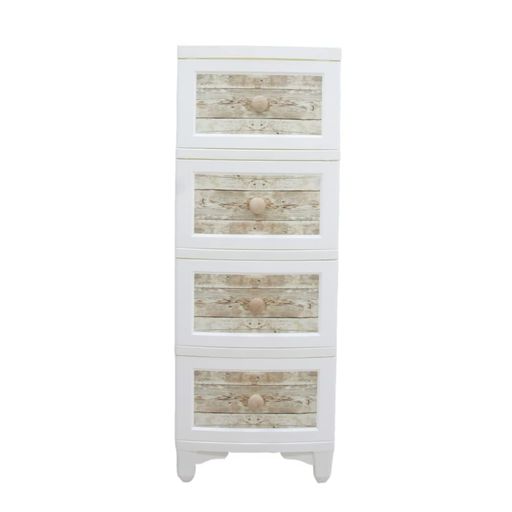 Liloudecoco(リルデココ)北欧風ビンテージチェスト4段アンティークホワイト