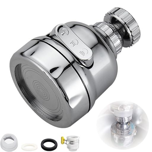 YUANXINWL水道蛇口シャワー蛇口ヘッドキッチンシャワーヘッド360度回転式3段階モード水栓先端交換シンク掃除台所浴室洗面室トイレにも適用可能水漏れの防止取付簡単(7.5センチメートル)