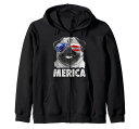 Pug4thofJulyMericaメンズレディースアメリカ国旗サングラスジップパーカー