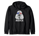 Poodle4thofJulyMericaメンズレディースアメリカ国旗サングラスジップパーカー