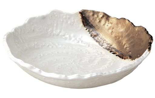 万古焼ておこし掛分け金彩浅鉢8号13516