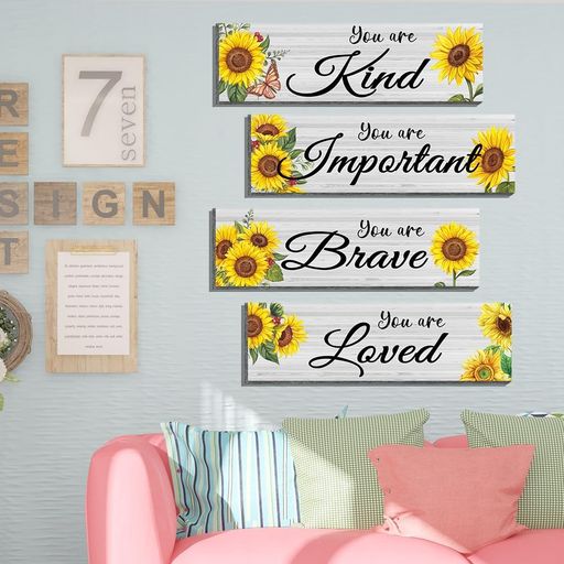 SMAOSTORE(また)ウォールステッカーひまわり霊感英語スローガンステッカーおしゃれ子供部屋寝室ベッドルーム幼稚園教室背景の壁防水はがせるウォールペーパー壁紙シール