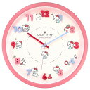 ツジセル(TSUJISERU)サンリオ掛け時計アイコンウォールクロックコーラルピンク直径30CMアナログ静音連続秒針ハローキティ2926252(3)