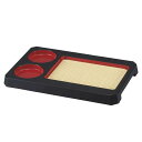 J-kitchensそば器ざるそばSくり抜き長皿黒内朱割れにくい樹脂製30.2x19x2.5cm日本製