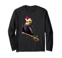 オカメインコサンタハット-クリスマスオウム鳥の恋人長袖Tシャツ