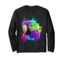 スプラッシュアートオウム鳥プレゼントオウムの恋人長袖Tシャツ