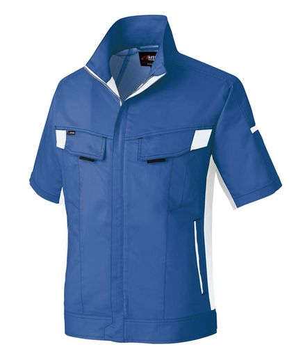 Uniform, Working Clothes - AITOZ(アイトス)半袖サマーブルゾン(男女兼用)春夏用ロイヤルブルーxシルバーグレーAZ6832006M