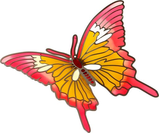 智光マグネット蝶ステンドグラス風Lサイズ黄桃12029
