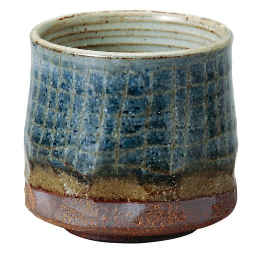 宗峰窯湯のみ彫細十草駒型φ8x7.4cm494-08-453