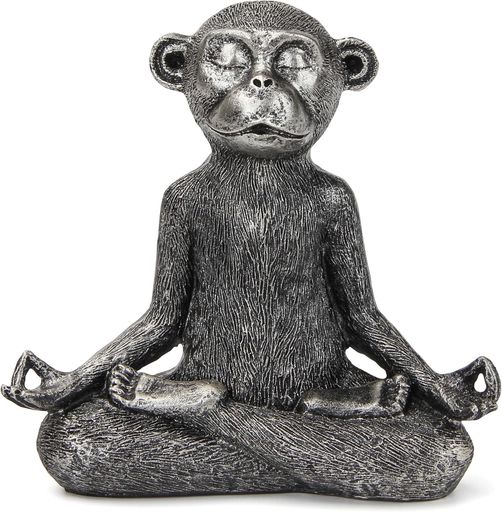 Chiorgone瞑想する猿の樹脂像-禅のホームデコレーション、瞑想室やオフィスのためのヨガポーズの猿の彫刻