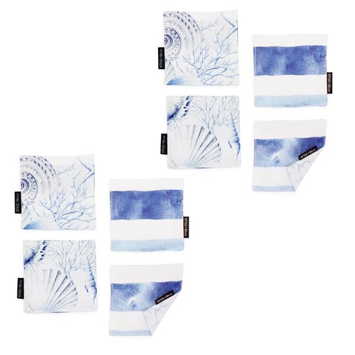 スタイルデコール(STYLEDecor)コースターリバーシブル8枚セットブルーホライズン綿100%おしゃれ布洗えるスタイルデコールW3000322