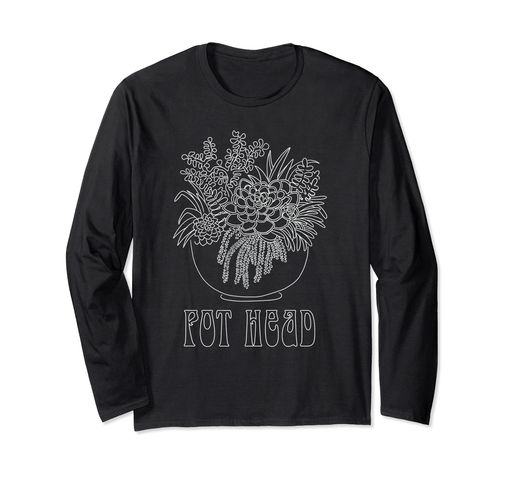 ファニーポットヘッド植物恋人多肉植物ヒッピーメンズレディース長袖Tシャツ