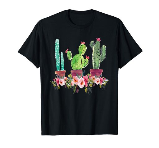 かわいい咲き乱れるサボテンの花サボテン多肉植物恋人へのギフトTシャツ