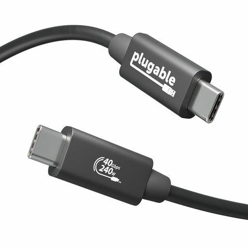 PlugableUSB4ケーブル40Gpbs240W充電対応1m USB-IF認証 -8Kモニタx14Kモニターx2USB4Thunderbolt4Thunderbolt3USB-C互換