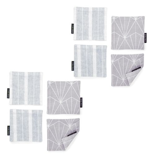 スタイルデコール(STYLEDecor)コースターリバーシブル8枚セットシルバーライト綿100%おしゃれ布洗えるスタイルデコールW3001222