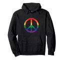 LGBTGayPridePeaceSignRainbowFlagWomenMenGiftパーカー