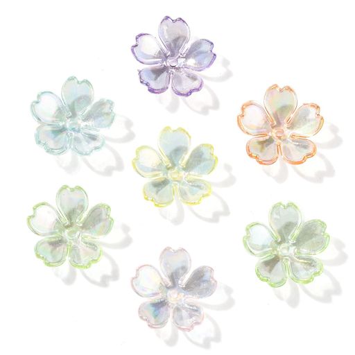 Ipotkitt300個透明電気メッキアクリルフラワービーズキャップ花びらフラワービーズチャームDIYクラフトブレスレットネックレスイヤリングジュエリー製作用