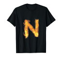 手紙Nサインアルファベット名字子音火炎プレゼントTシャツ
