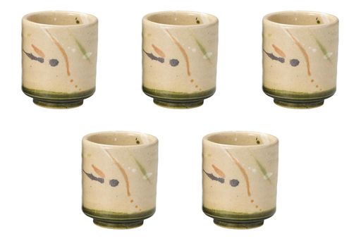 5個セット弥七田織部湯呑小[7x8.2cm(210cc)]|湯呑陶器(土物)セトモノホンポ(Setomonohonpo)