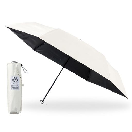 [ムーンバット]3秒でたためる傘urawaza日傘遮熱遮光100UVカット晴雨兼用手開き形状記憶畳みやすい折りたたみ傘簡単開閉ウラワザ無地親骨55cm30244オフホワイトのサムネイル