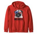 Pug4thofJulyMericaメンズレディースアメリカ国旗サングラスジップパーカー