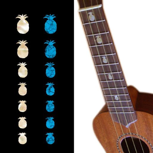 既存のドットマーク(5mm以内)がキレイに隠せます。 ホワイトタイプとブルータイプのセット商品です 簡単に楽器をカスタマイズ 本物の貝・インレイのようなステッカー。 貼った後はレモンオイル等でメンテナンス可能です。