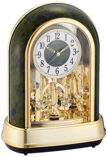 リズム(RHYTHM)シチズン置き時計電波時計アナログ装飾ガラス12曲メロディ緑CITIZENパルドリームR4274RN427-005(3)