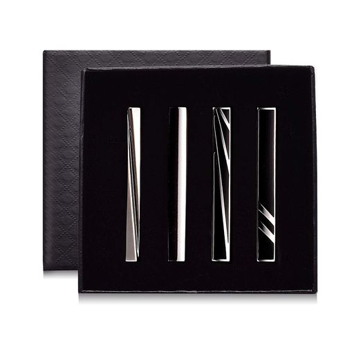 Yoursfsおしゃれネクタイピンセット4本ビジネスブランドネクタイピン日常仕事タイバーブラックシルバータイピンメンズ