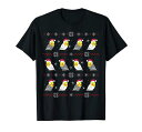 ぽっちゃりクリスマスオカメインコ柄かわいいクリスマスオウムカワイイTシャツ