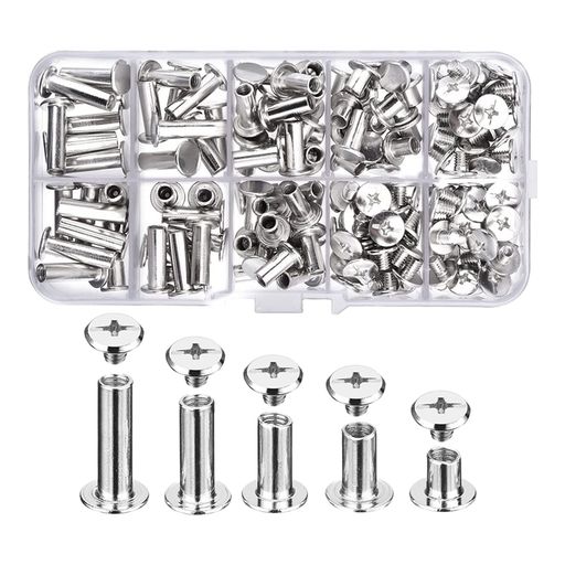 aeso80個セットM5シカゴネジシカゴスクリューコンチョネジ盛り合わせキット製本ネジバッグベルトdiyレ..