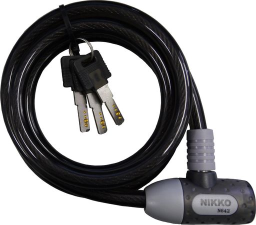 ニッコー(NIKKO)自転車鍵ワイヤー錠N642W-1500ブラック(4.0)