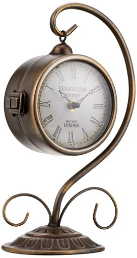 秋月貿易置き時計BronzeKENSINGTONW16xD12xH28cmステーションクロックハンギング両面置き時計1520-10
