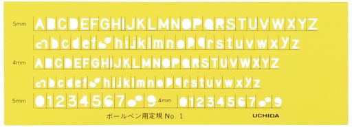 ウチダテンプレート英字数字定規ボールペン用No.11-843-1201