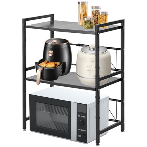 2層レンジ上ラックキッチン棚トースターラック伸縮幅42~64cm(60CM以内がベスト)x深さ36cmx高さ79cm収納ボードの高さは上下調整可能5.5CM耐熱防水錆びにくい組み立てやすい省スペース負荷能力7…