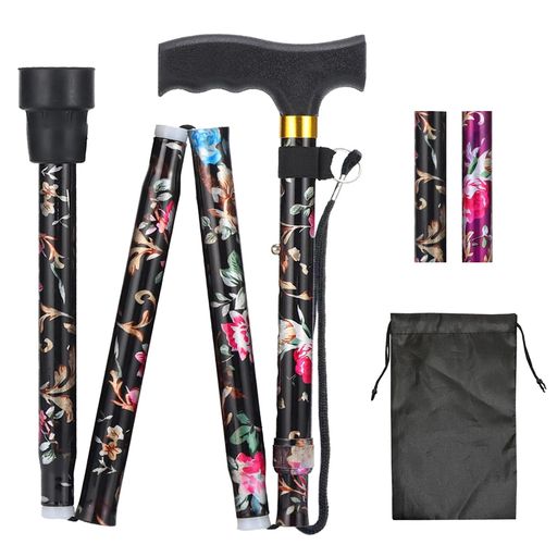 杖女性用杖の折り畳み軽量アルミ製伸縮式高さ調節男女兼用ステッキ杖介護歩行補助折りたたみ杖高齢者倒..
