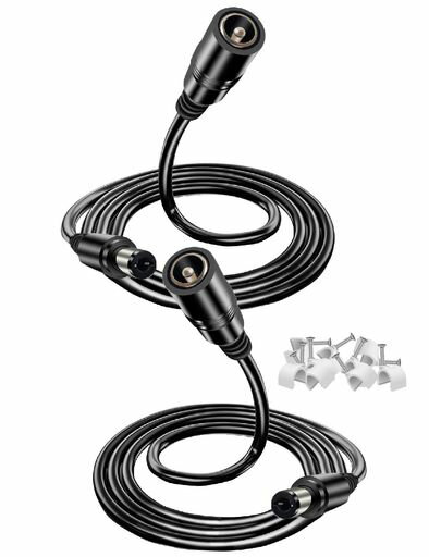 VOLTKARE12VDC延長ケーブル、18AWG銅芯5.5x2.1mmプラグオンソケット、LEDストリップライト、IRイルミネーター、TapoWiFiIPカメラ、5-36ボルトアダプター電源(BLACK5M*2)