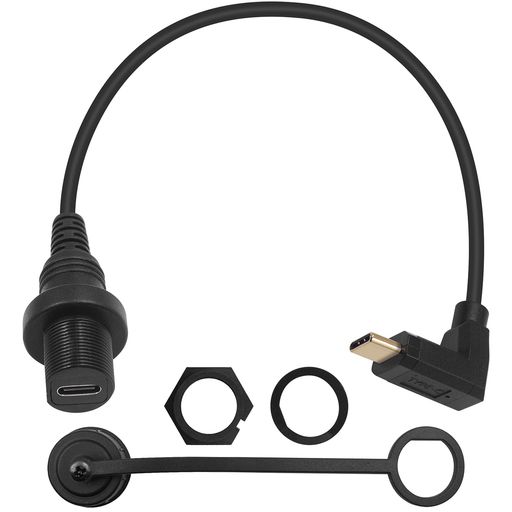 DuttekUSBタイプC3.1フラッシュパネルマウントケーブル、90度L型USBCオス-メス延長ケーブル車、ボート、オートバイ、トラックダッシュボード用拡張ダッシュフラッシュケーブル、防水USBCケ…