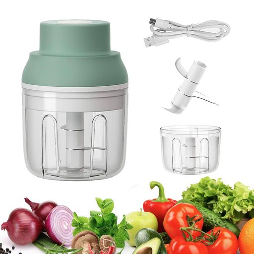 Coollooda電動ガーリックチョッパー電動ミニニンニクチョッパー250MLUSB充電式コードレス野菜みじん切り野菜チョッパーガーリックグラインダーマッシャーオニオンチョッパー