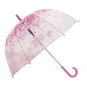 ストレート傘 透明 傘 雨 桜 ロングハンドル傘 レトロカラー 全方位カバー 4色 レーディス 撥水加工 防水 携帯 軽量 丈夫 おしゃれ 長傘 ビニール傘 雨傘 ワンタッチ かわいい キッズ 子供用 安全傘 8本骨 通勤 通学