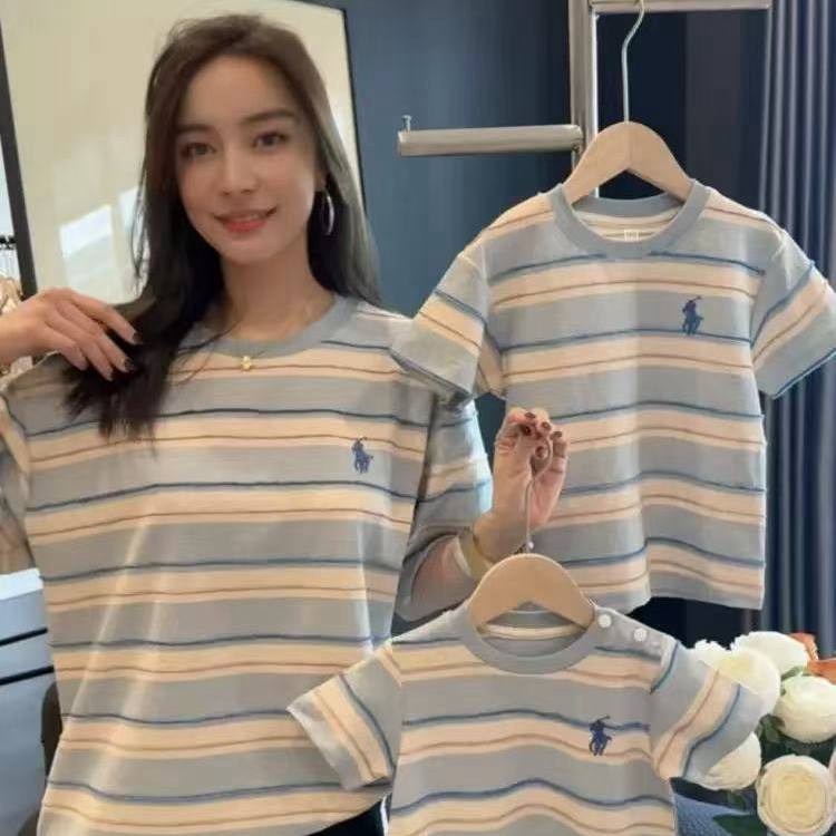 ペアtシャツ 親子 ペアルック 親子服 夏 夏服 親子コーデ 親子ペア リンクコーデ ストライプ柄 Tシャツ..